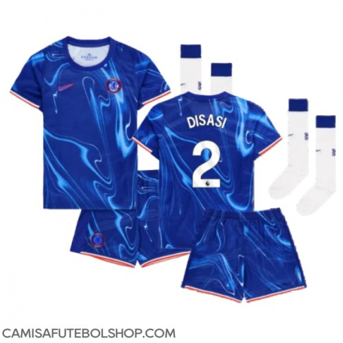 Camisa de time de futebol Chelsea Axel Disasi #2 Replicas 1º Equipamento Infantil 2024-25 Manga Curta (+ Calças curtas)